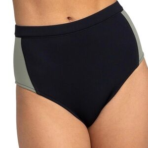 Roxy Black and Gray High-Waisted Bikini Bottom